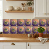 Carreau Art Deco Palm Tree Sunrise Gradient Ceramic Tile