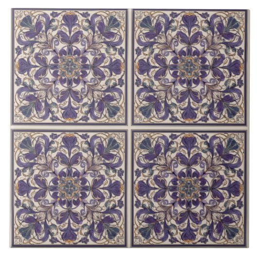 Carreau Art Déco Radial Violet (Devant)