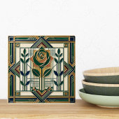 Carreau Art Deco Rose Geometric Emerald Green Tile