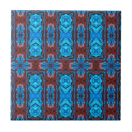 Carreau Art Déco Rouge Bleu Abstrait Motif graphique (Devant)