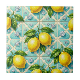 Carreau Art Déco sans couture citrons et diamants