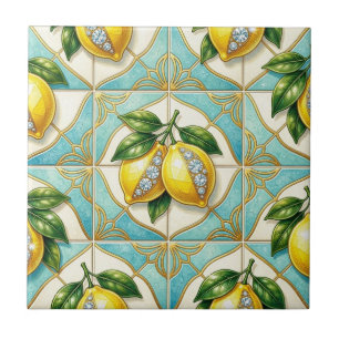 Carreau Art Déco sans couture citrons et diamants