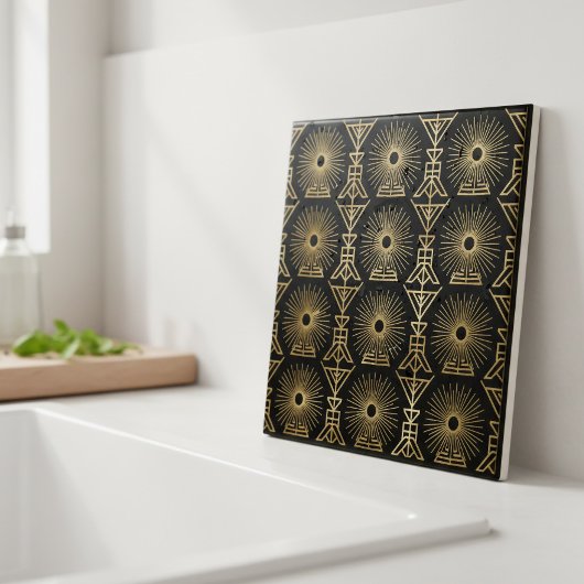 Carreau Art Déco sans couture en forme de soleil g