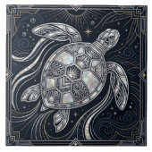 Carreau Art Deco Sea Turtle Mother of Pearl Style Tile (Devant)