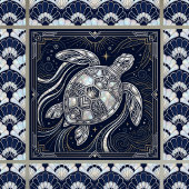 Carreau Art Deco Sea Turtle Mother of Pearl Style Tile