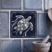 Carreau Art Deco Sea Turtle Mother of Pearl Style Tile