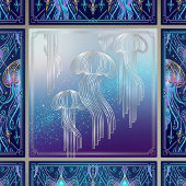Carreau Art Deco Silver Jellyfish Ocean Gradient Design