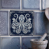 Carreau Art Deco Silver Octopus Mandala Kraken
