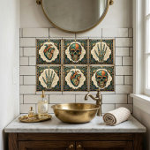 Carreau Art Deco Skeleton Hand Green Gold Geometric Design