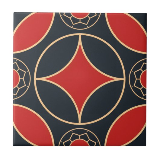 Carreau art deco star in red and black (Devant)