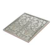 Carreau Art Deco Stylized Lily Floral #10 Silver ID1196 (Côté)