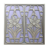 Carreau Art Deco Stylized Lily Floral #10 Violet ID1196 (Devant)