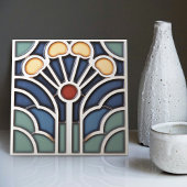 Carreau Art Deco Stylized Sunburst Tree Tile