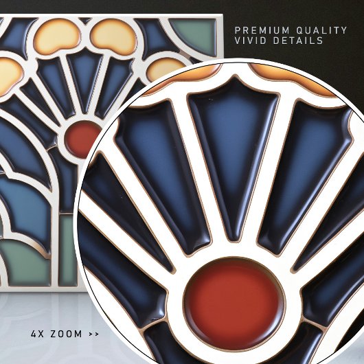 Carreau Art Deco Stylized Sunburst Tree Tile