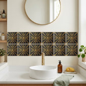 Carreau Art Deco Sunburst Gold Black Geometric Design