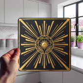 Carreau Art Deco Sunburst Gold Black Geometric Design