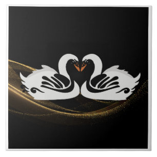Carreau Art Déco Swans Décor Mur Art Nouveau Swan Céramiqu
