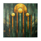 Carreau Art Déco Turquoise Green Gold Sun (Devant)