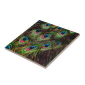 Carreau art déco vert turquoise turquoise plumes paon (Côté)