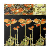 Carreau Art décoratif (fleurs orangées) Alphonse Mucha Til (Devant)