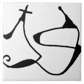 Carreau Art décoratif linéaire Abstrait noir et blanc (Devant)