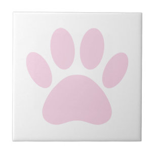Carreau Art d'empreinte de patte de chien rose clair et bl