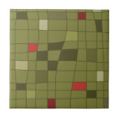 Carreau Art du Moyen-siècle rétro Vert olive déformé (Devant)