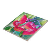 Carreau Art fleurissant rouge australien d'aquarelle de (Côté)