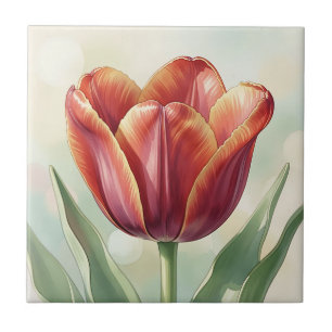 Carreau Art floral de tulipe rouge vibrant
