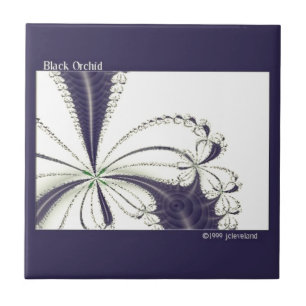 Carreau Art floral fractal d'orchidée noire
