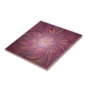 Carreau Art floral fractal moderne abstrait couleurs de ba