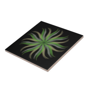 Carreau Art floral vert gris brun feuilles libres