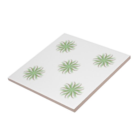 Carreau Art floral vert gris brun feuilles libres (Côté)