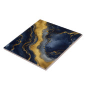 Carreau Art fluide abstrait marbre luxe navy or (Côté)