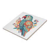 Carreau Art folklorique de Boho Floral Orange Bleu (Côté)