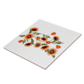 Carreau Art folklorique motif floral rouge orange vert bot (Côté)