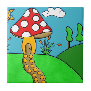 Carreau Art fongique fantaisiste de la forêt