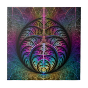 Carreau Art Fractal Abstrait coloré à motifs Trippy