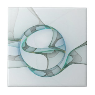 Carreau Art fractal abstrait moderne bleu turquoise gris