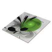 Carreau Art fractal abstrait noir et blanc avec vert (Côté)