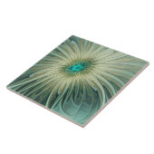 Carreau Art fractal de fleurs de fantaisie vert sauge abst (Côté)