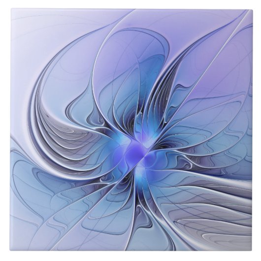 Carreau Art fractal moderne abstrait bleu lavande (Devant)