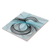 Carreau Art fractal moderne gris anthracite abstrait bleu (Côté)