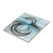 Carreau Art fractal moderne gris anthracite abstrait bleu (Côté)