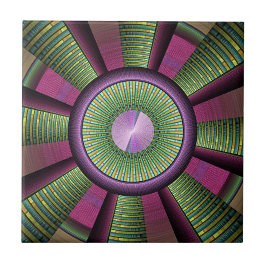 Carreau Art Fractal Moderne Rond Et Coloré (Devant)