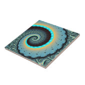 Carreau Art fractal spirale abstrait bleu turquoise orange (Côté)
