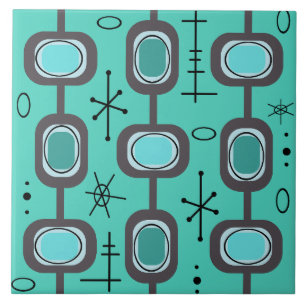 Carreau Art géométrique de l'ère spatiale Aquamarine