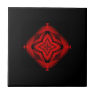 Carreau Art géométrique fin sang rouge étoile fleur noir
