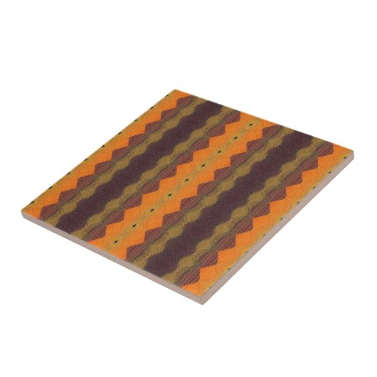 Carreau Art géométrique orange brun vert (Côté)