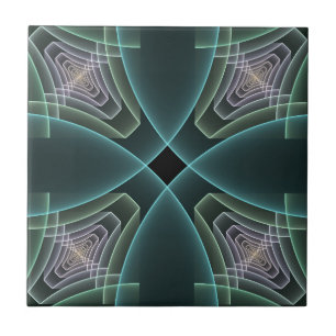 Carreau Art graphique fractal géométrique sarcelle moderne